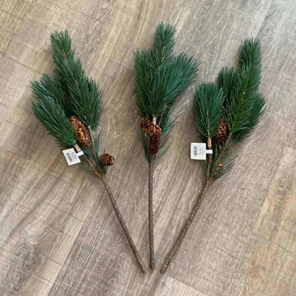 Hearth & Hand (3)Faux Pine Stems with Pine Cones